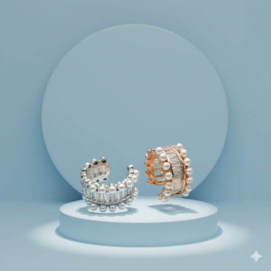 Pearl finish Crystal Ear cuff