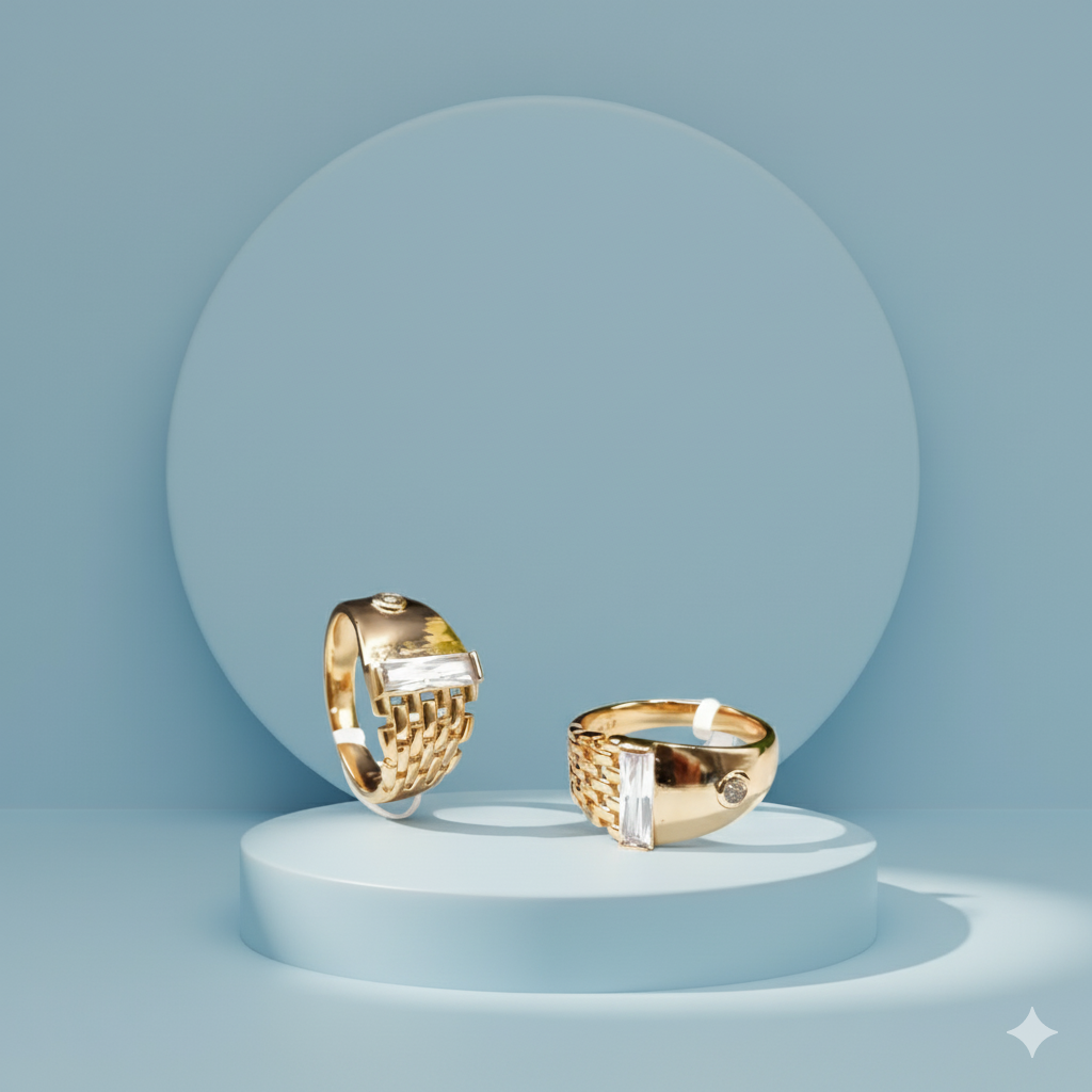 Thick metal with single stone ring.