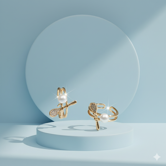 Pearl with guitar theme ring