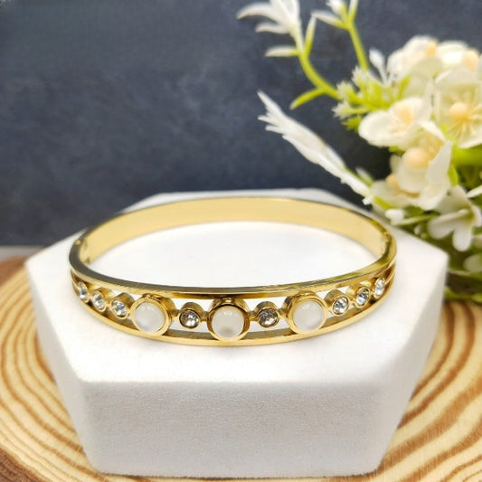 Pearl-Studded Gold Kada