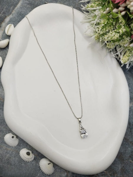 Designer Silver Stone Pendant Necklace