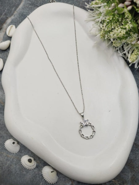 Minimalist Round Stone Pendant Necklace