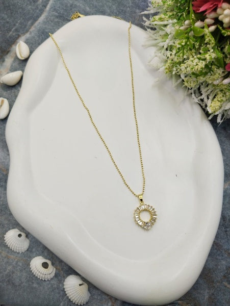 Minimalist Round Stone Pendant Necklace