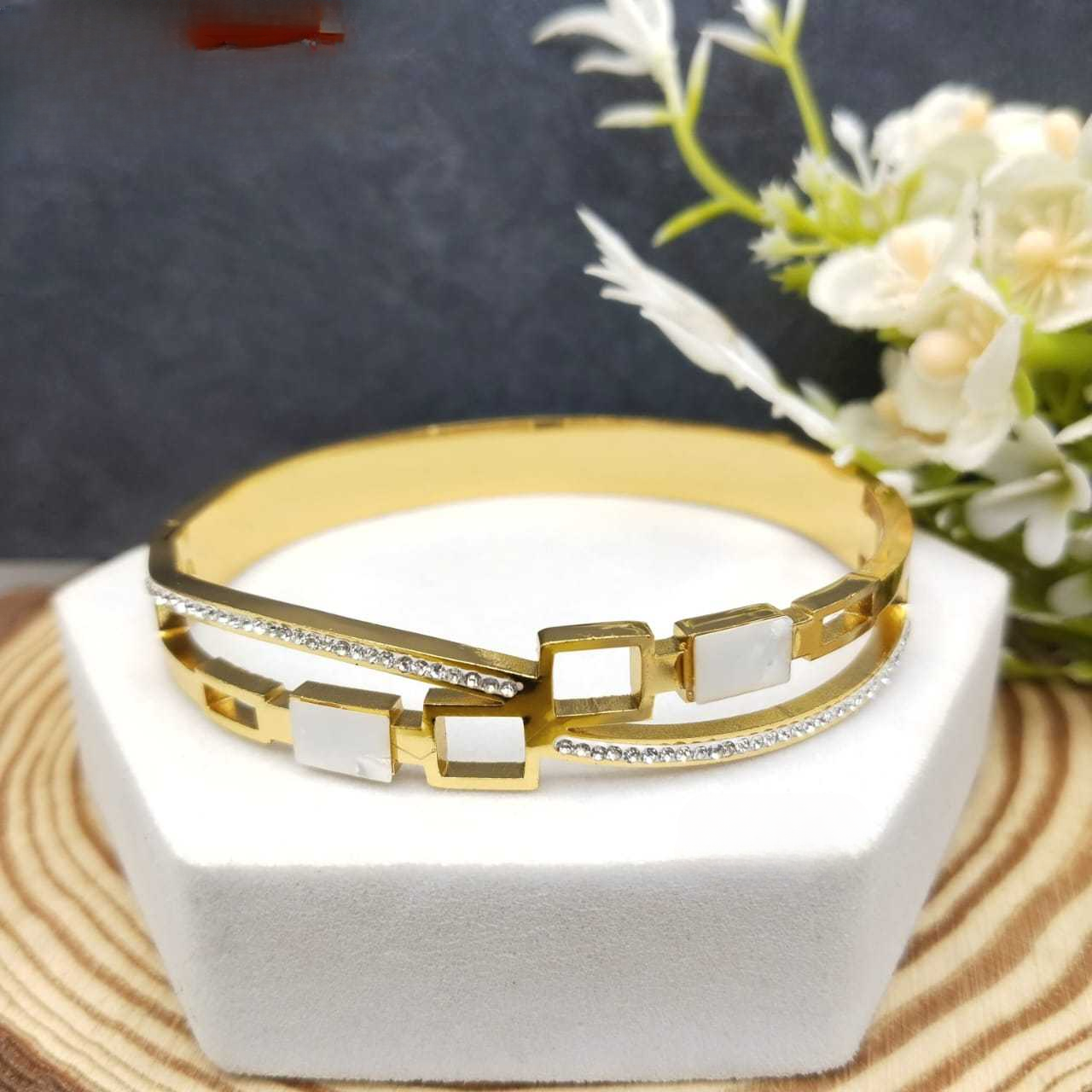 Cross Design Square Stoned Kada