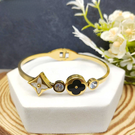 Ninja Star Designed Kada – Stylish Gold-Plated Cuff Bangle