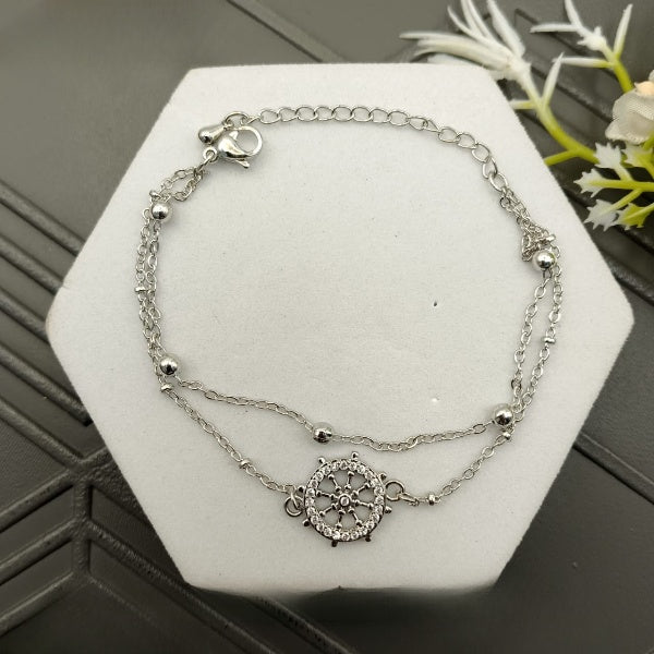 Double Layer Silver Bracelet/Anklet ā Chakra Design, Adjustable, Anti-Tarnish