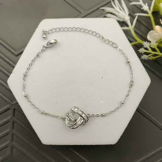 Silver Heart Design Bracelet/Anklet – Adjustable & Anti-Tarnish