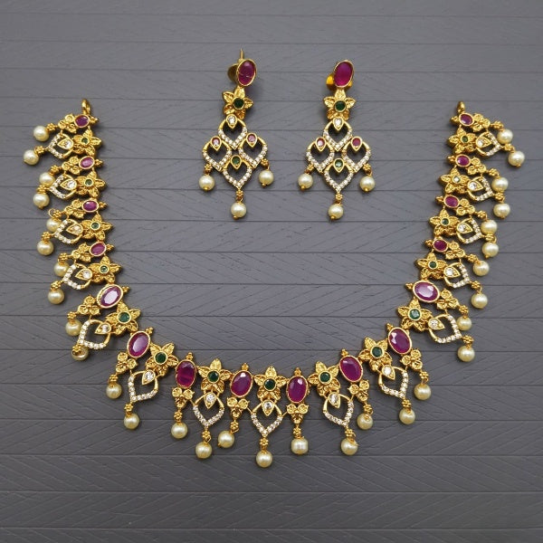 Simple Pink Emerald Stone Necklace