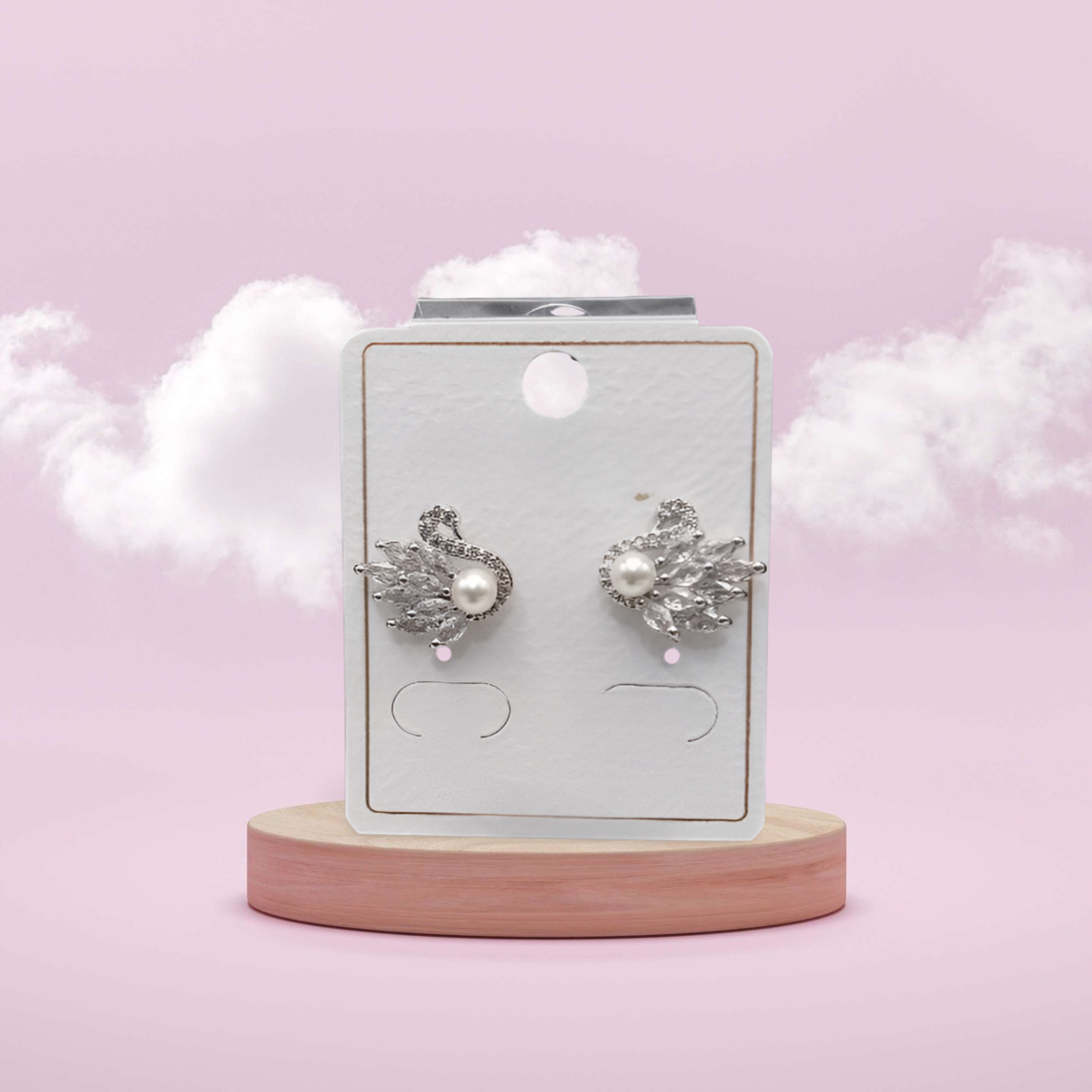 Gold-Plated Swan Stud Earrings