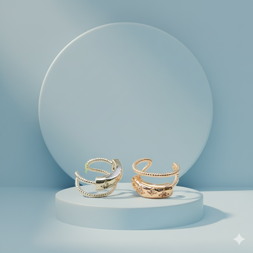 Plane Sparkling Crystal Ear Cuff.