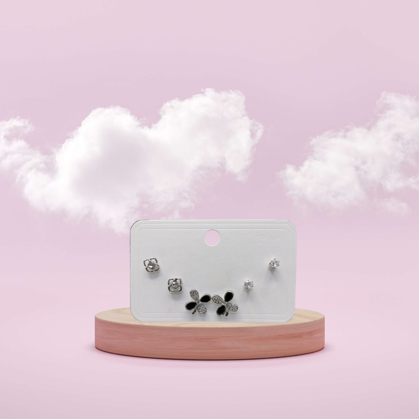 Black Stone Stepped Earrings – Elegant Layered Design