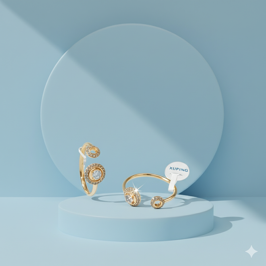 Gold ring with stone design.