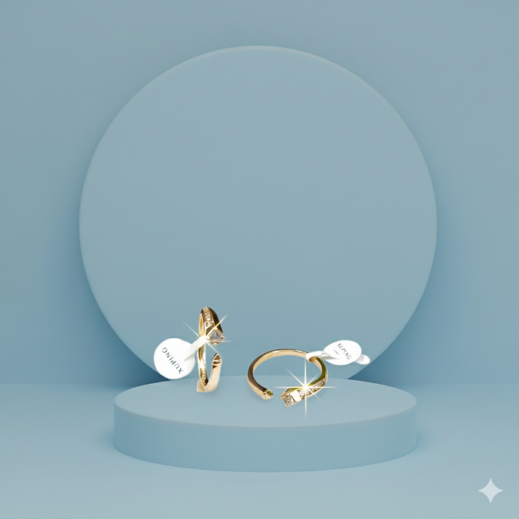 2 face ring with gold finish.