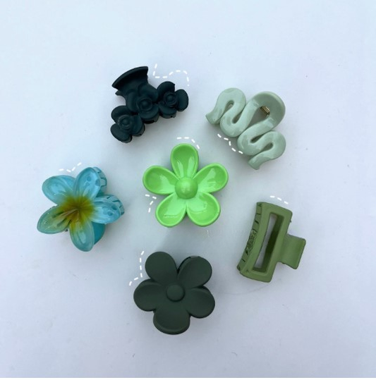 Green Combo Claws – Fresh & Earthy Hair Clips in Stylish Green Tones