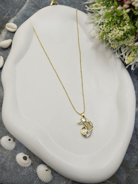 Stone Studded Peacock Pendant Necklace
