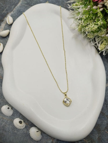 Crystal Small Stone Pendant Chain
