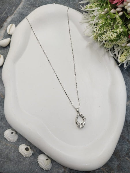 Crystal Oval Stone Pendant Necklace