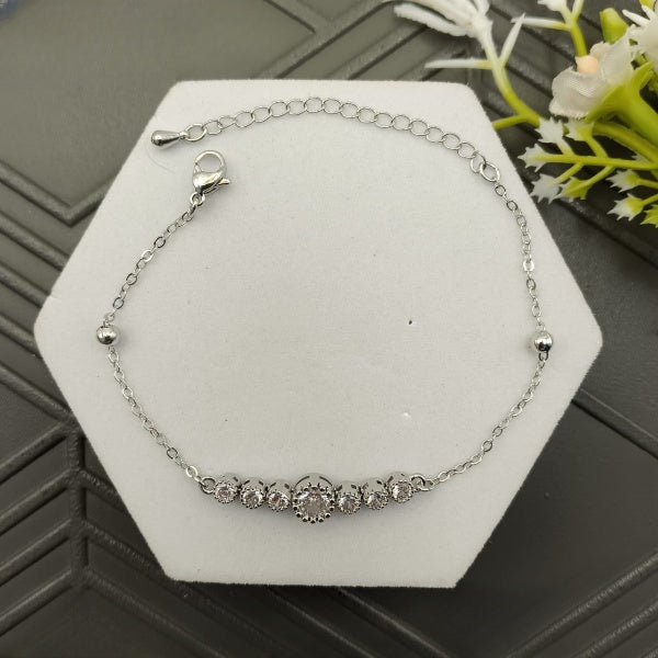 2-in-1 Round Stone Silver Bracelet & Anklet – Adjustable, Anti-Tarnish