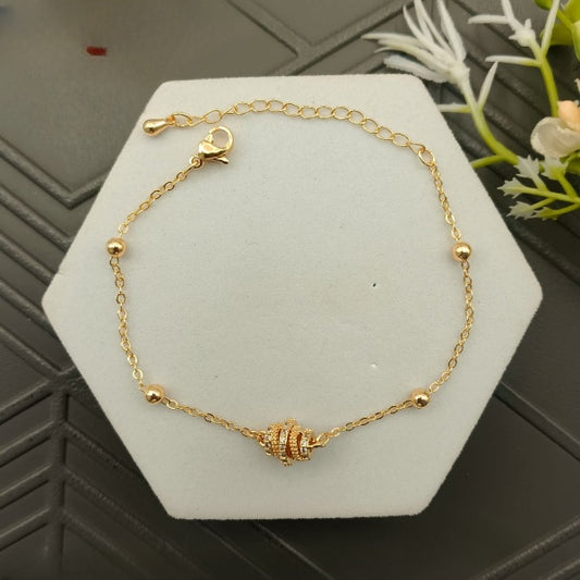 Gold  and silver Pearl Bracelet/Anklet – Simple Round Center Design with Stones