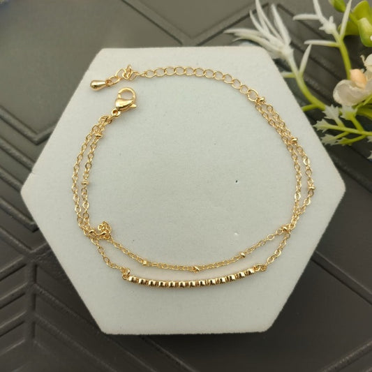 Gold Elegant Plain Bracelet/Anklet – Minimalist & Adjustable