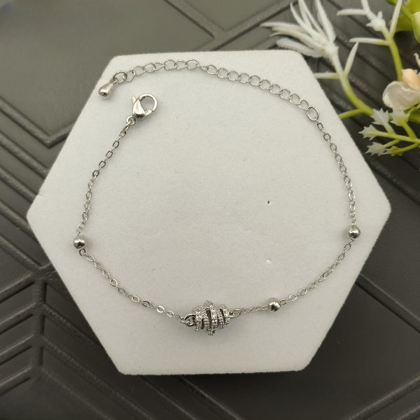 Gold  and silver Pearl Bracelet/Anklet – Simple Round Center Design with Stones