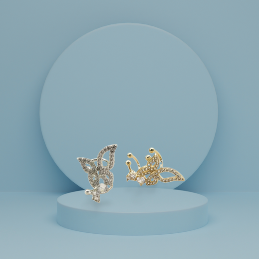 Butterfly with pearl Ear Cuff.