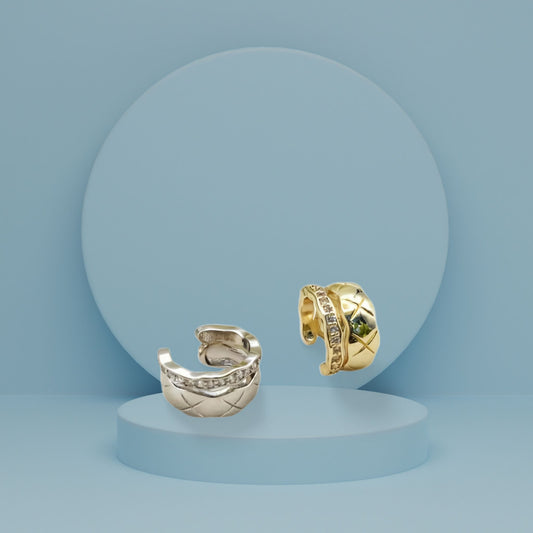 Round Crystal Ear Cuff – Adjustable & Elegant