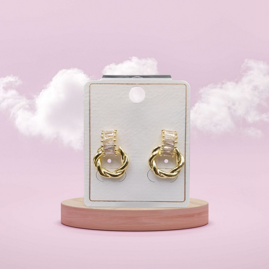 Textured Ring Stud Hoop Earrings