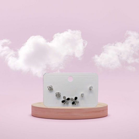 Black Stone Stepped Earrings – Elegant Layered Design